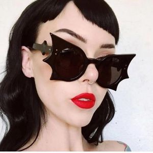 Bat Shaped Gothic Sunglasses Shades Dark Lens Black